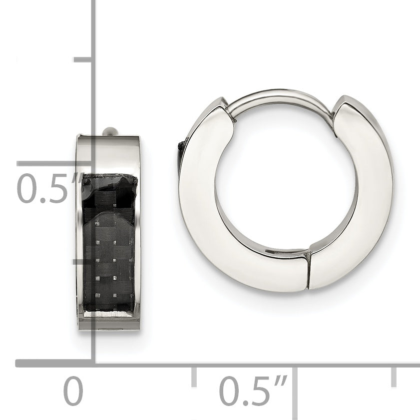 Carbon Fiber Inlay Hoop Earrings in Stainless Steel