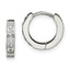 Chisel Stainless Steel Polished with CZ 2.5mm Hinged Hoop Earrings