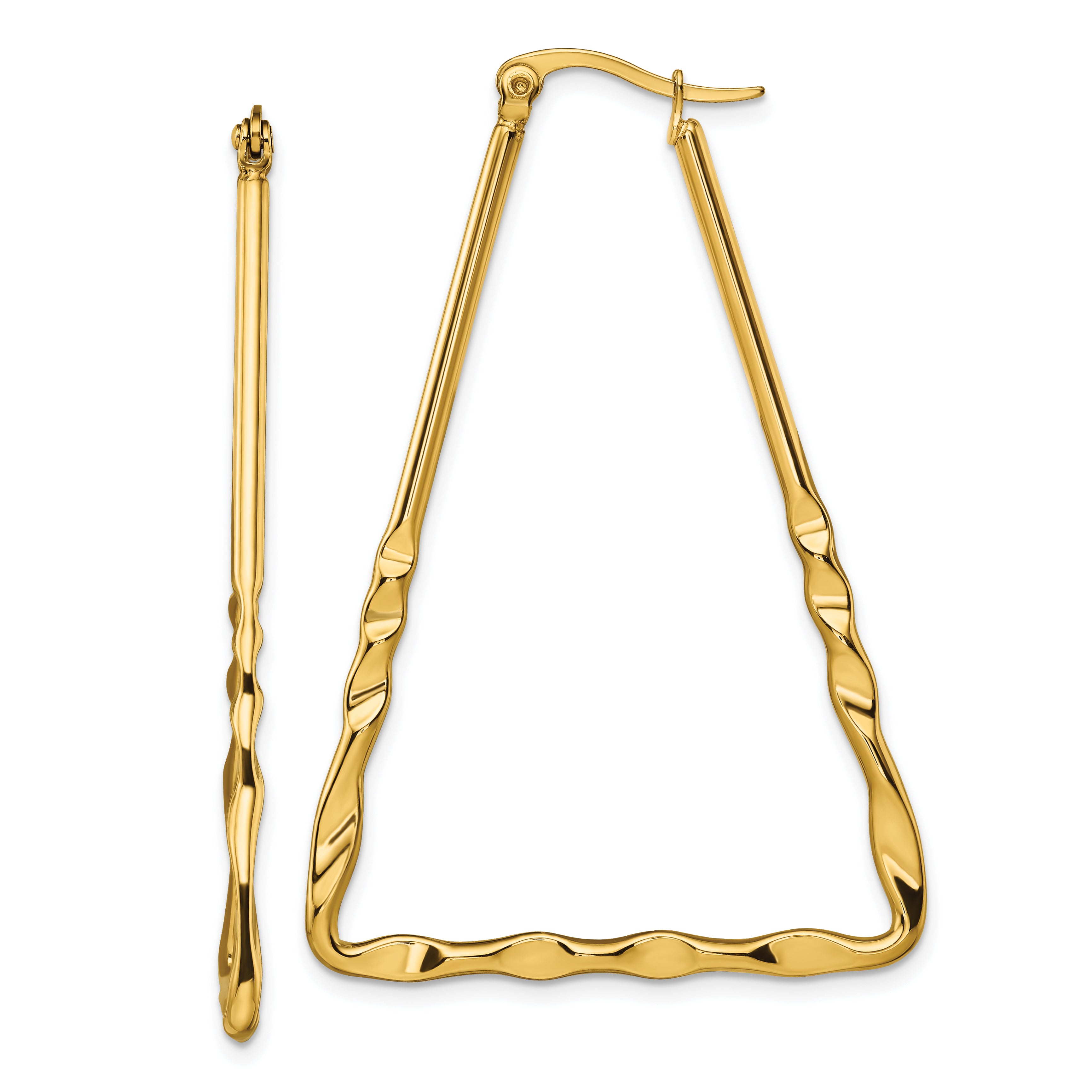 Chisel Stainless Steel Polished Yellow IP-plated Triangular Hoop Earrings