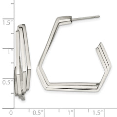 Chisel Stainless Steel Polished Geometric Post J Hoop Earrings