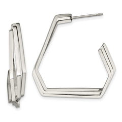 Chisel Stainless Steel Polished Geometric Post J Hoop Earrings