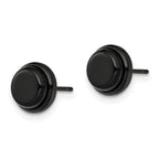 Polished Black Button Post Earrings in Stainless Steel