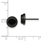 Polished Black Button Post Earrings in Stainless Steel
