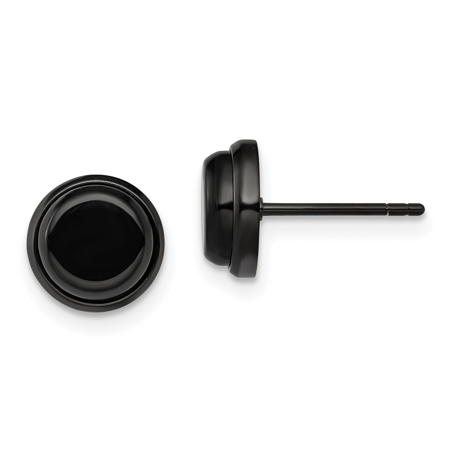 Chisel Stainless Steel Polished Black IP-plated Post Earrings