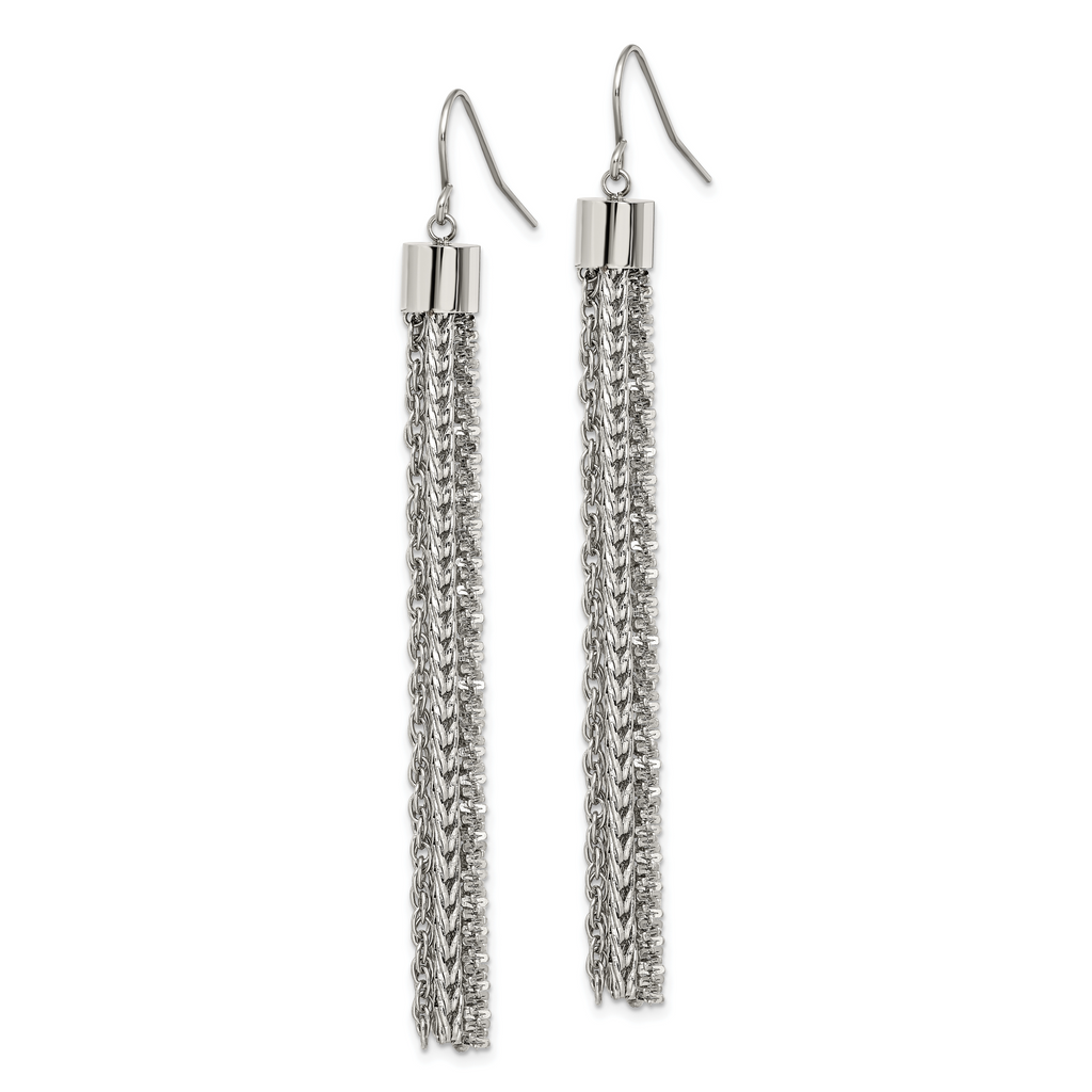 Chisel Stainless Steel Polished Multi Strand Chain Dangle Earrings