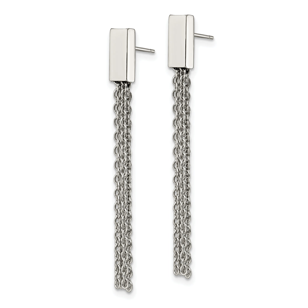 Chisel Stainless Steel Polished Multi Chain Post Dangle Earrings