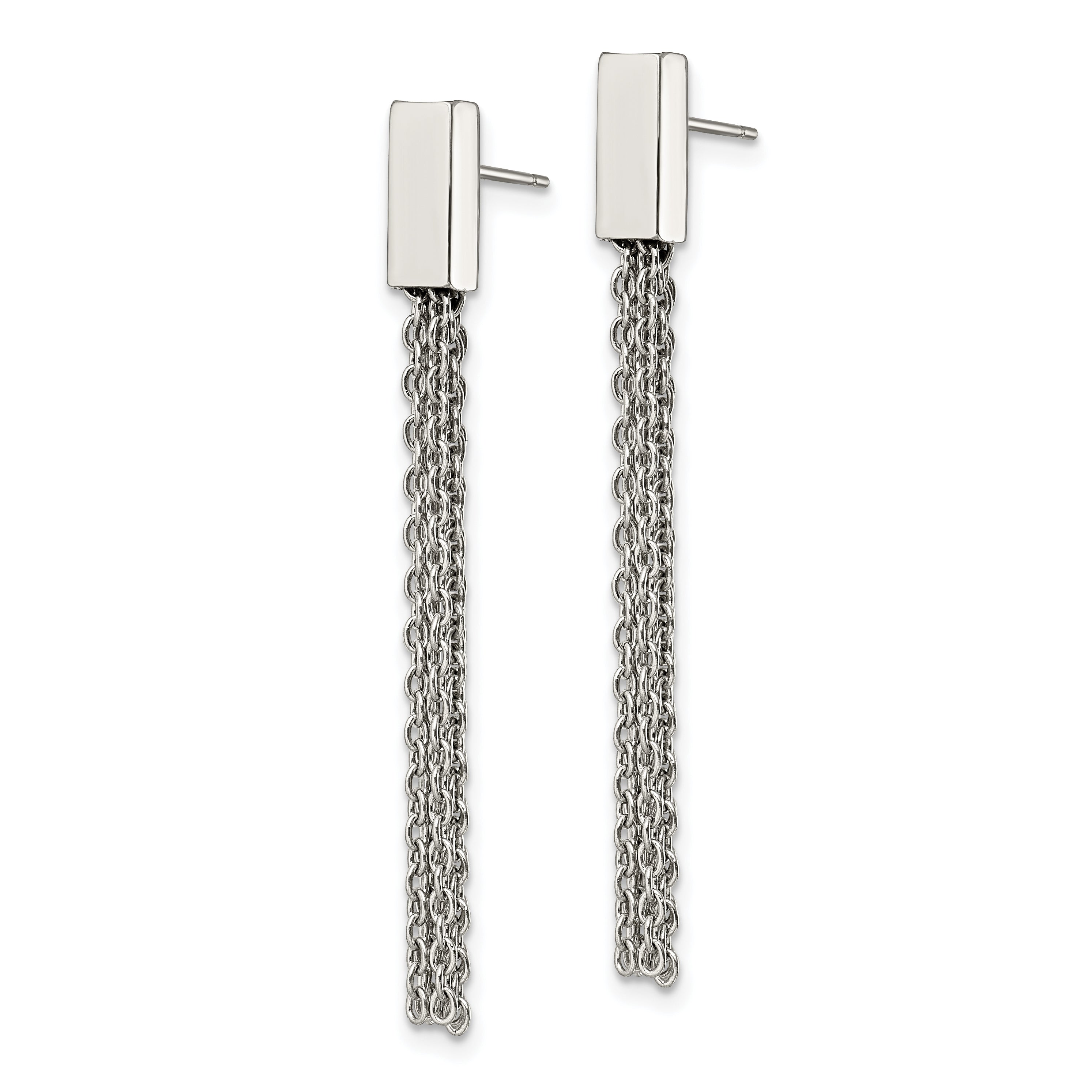 Chisel Stainless Steel Polished Multi Chain Post Dangle Earrings