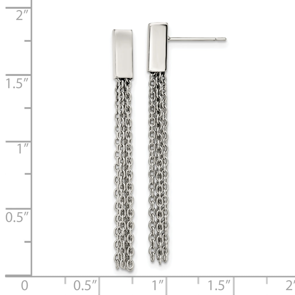 Chisel Stainless Steel Polished Multi Chain Post Dangle Earrings