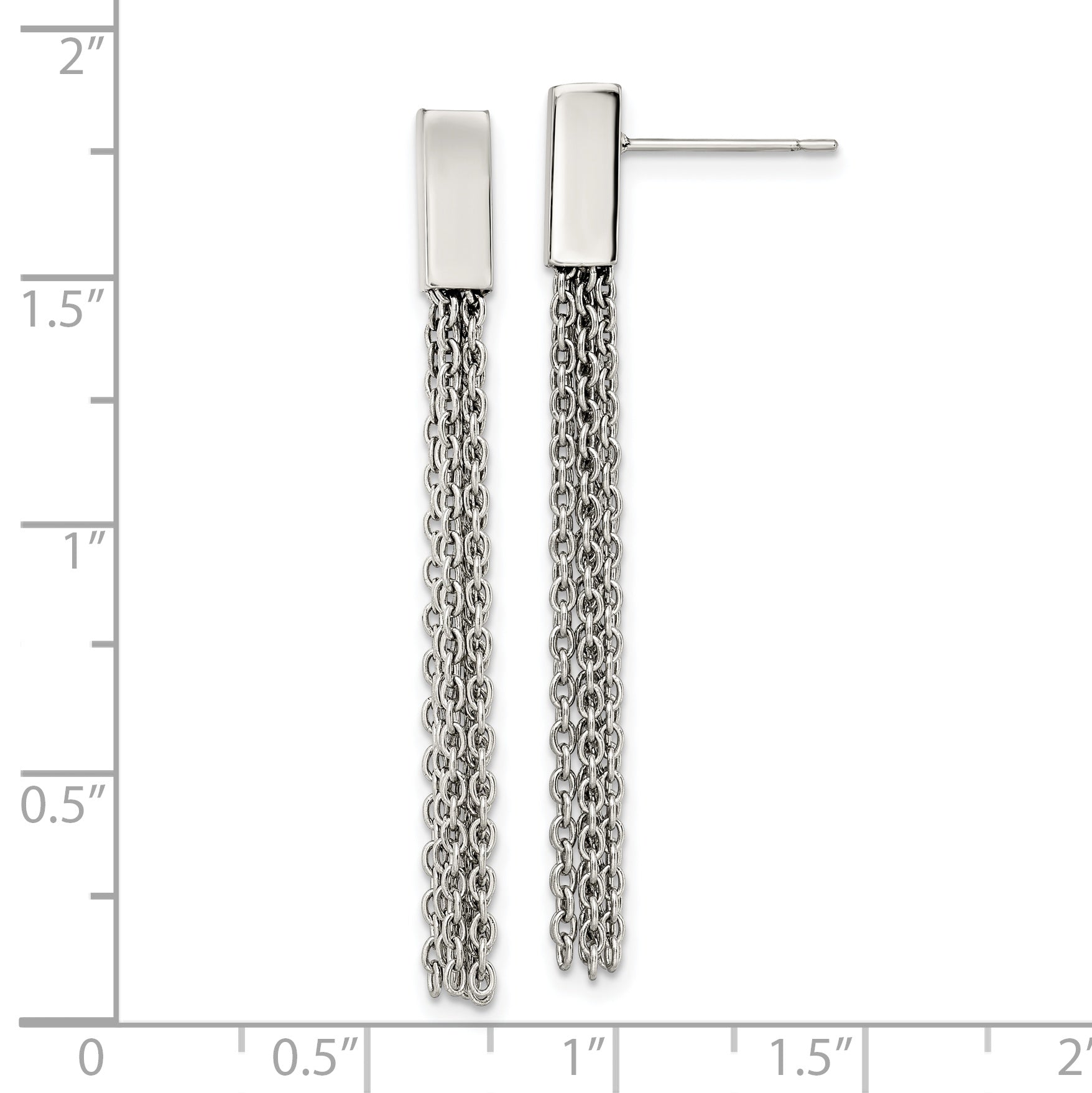 Chisel Stainless Steel Polished Multi Chain Post Dangle Earrings