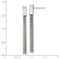 Chisel Stainless Steel Polished Multi Chain Post Dangle Earrings