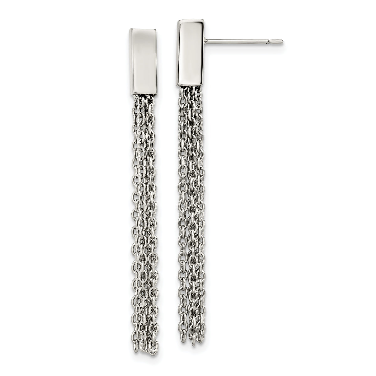 Chisel Stainless Steel Polished Multi Chain Post Dangle Earrings
