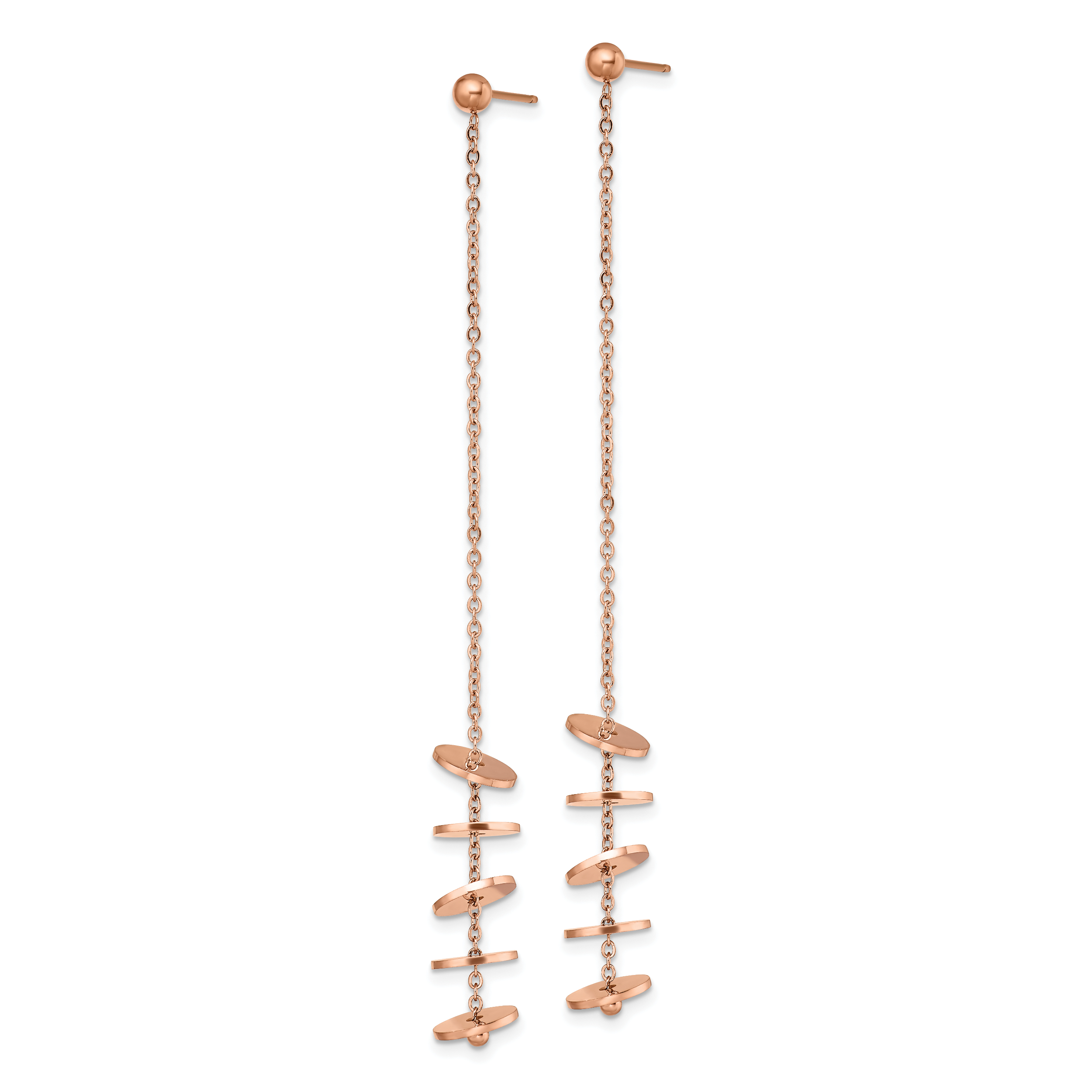 Chisel Stainless Steel Polished Rose IP-plated Post Dangle Earrings