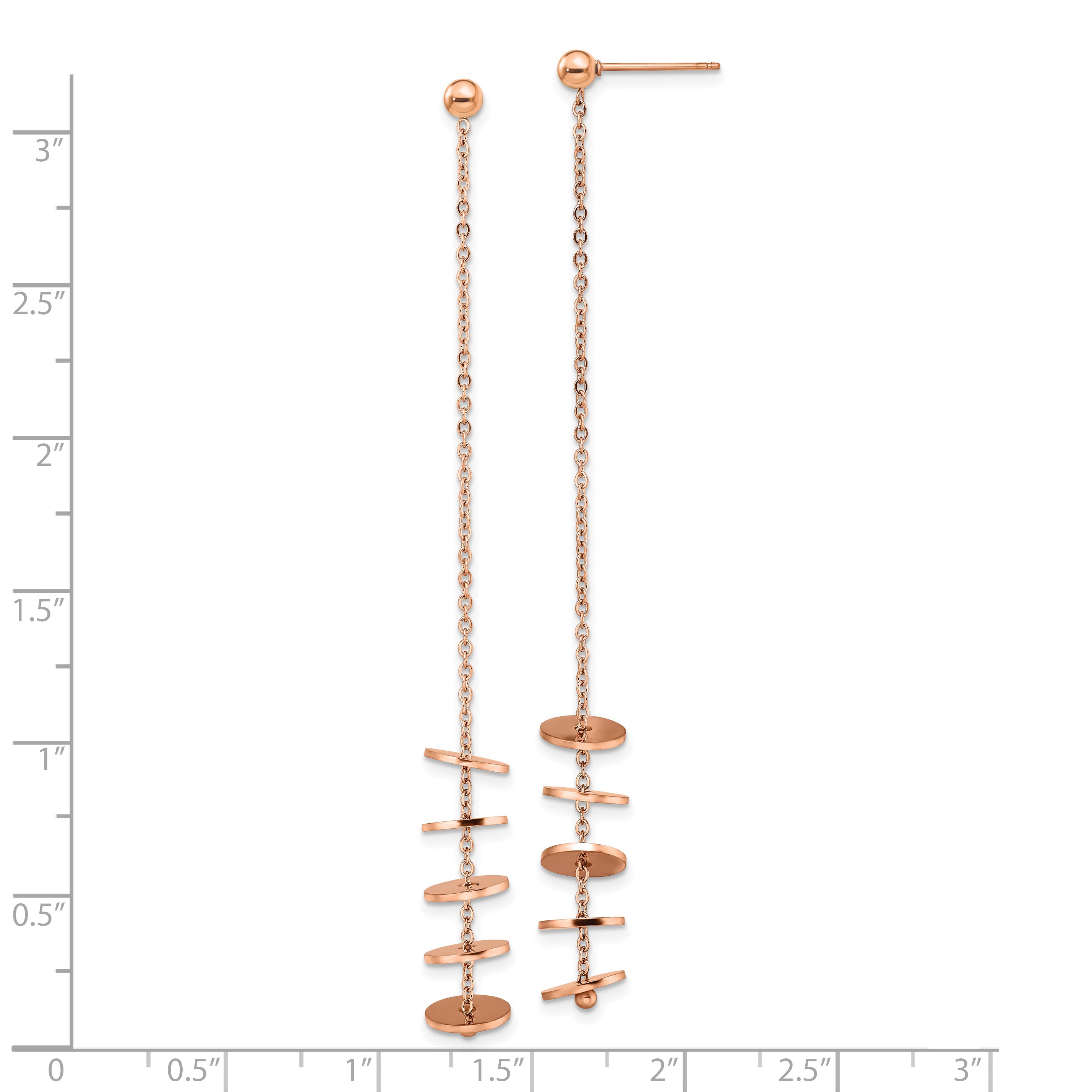 Chisel Stainless Steel Polished Rose IP-plated Post Dangle Earrings