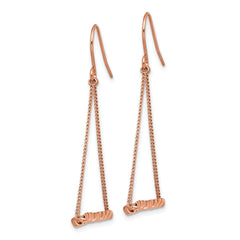 Chisel Stainless Steel Polished Rose IP-plated Twisted Bar Dangle Shepherd Hook Earrings