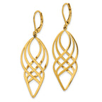 Chisel Stainless Steel Polished Yellow IP-plated Twisted Dangle Leverback Earrings