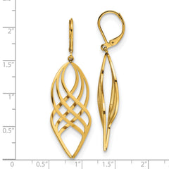 Chisel Stainless Steel Polished Yellow IP-plated Twisted Dangle Leverback Earrings