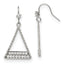 Stainless Steel Polished w/CZ Triangle Dangle Shepherd Hook Earrings