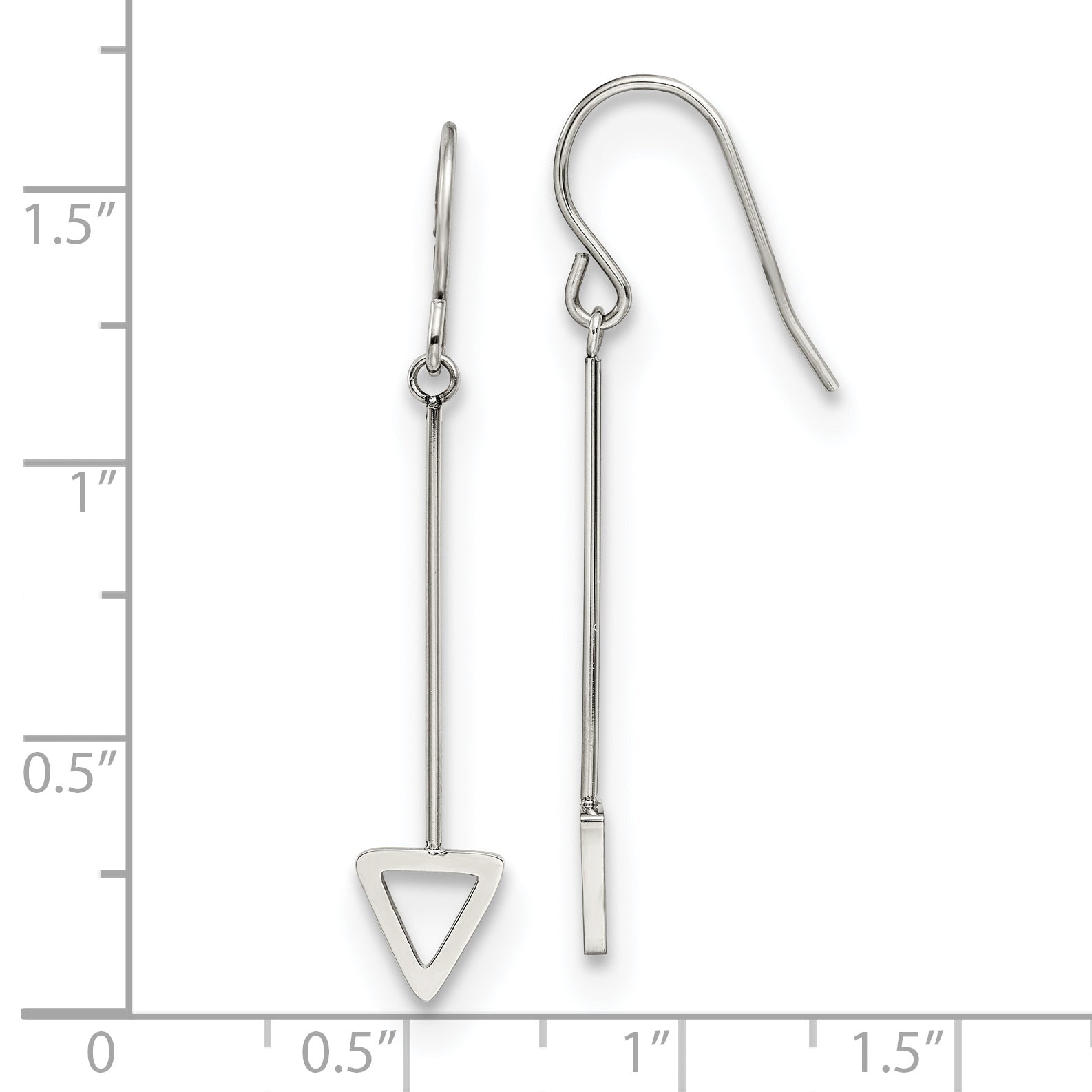 Stainless Steel Polished Triangle Dangle Shepherd Hook Earrings