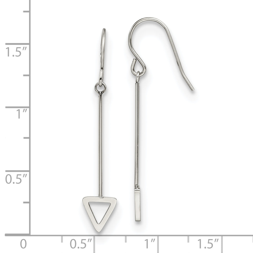 Stainless Steel Polished Triangle Dangle Shepherd Hook Earrings