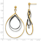 Chisel Stainless Steel Polished Black and Yellow IP-plated Twisted Post Dangle Earrings