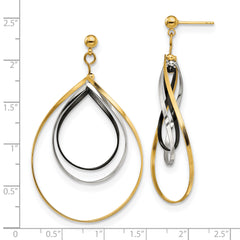Chisel Stainless Steel Polished Black and Yellow IP-plated Twisted Post Dangle Earrings