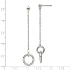 Stainless Steel Polished Circles Post Dangle Earrings