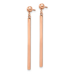 Chisel Stainless Steel Polished Rose IP-plated Bar Post Dangle Earrings