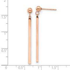 Chisel Stainless Steel Polished Rose IP-plated Bar Post Dangle Earrings