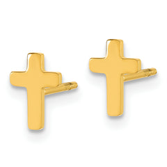 Chisel Stainless Steel Polished Yellow IP-plated Cross Earrings