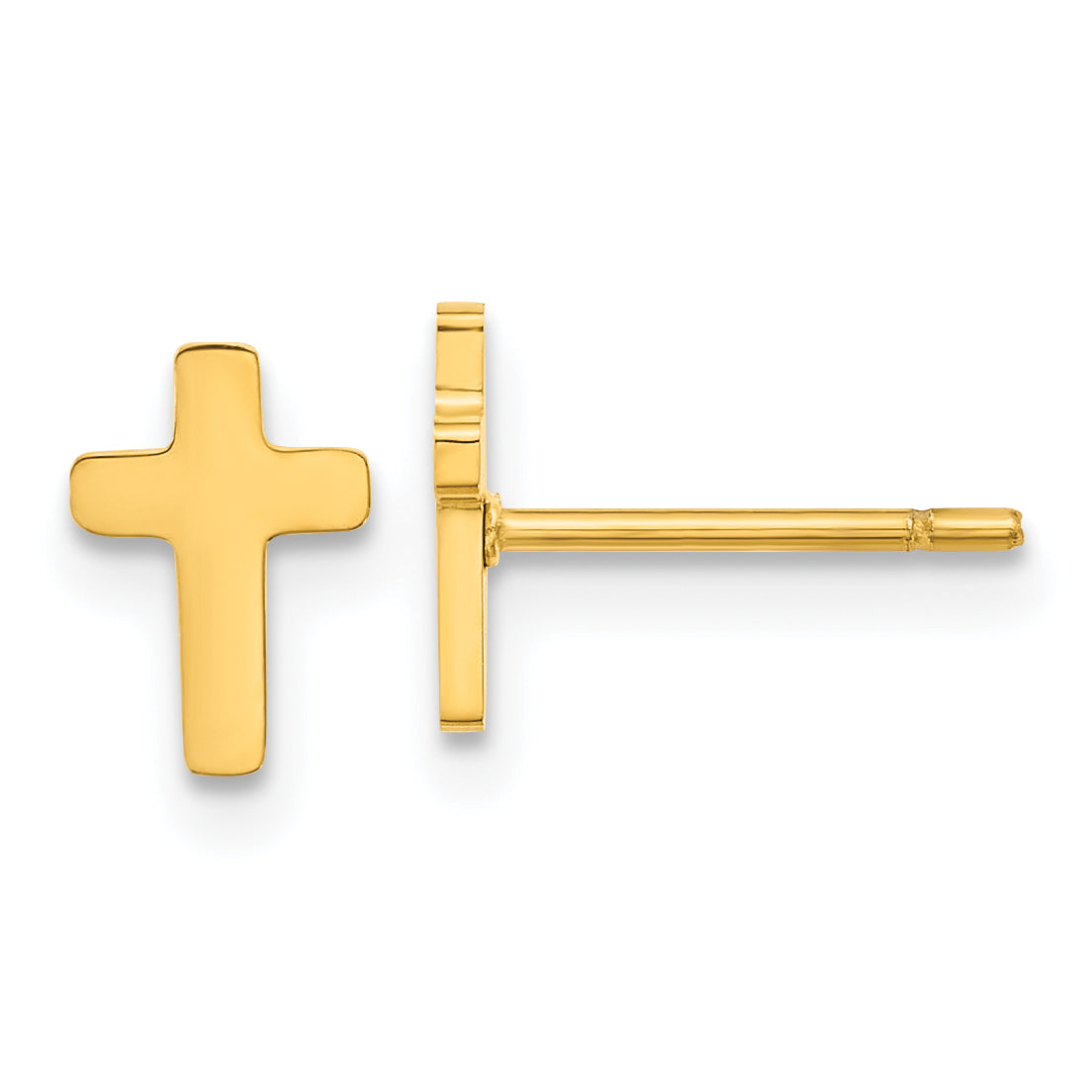 Chisel Stainless Steel Polished Yellow IP-plated Cross Earrings