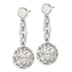 Stainless Steel Heart Cutout Dangle Earrings with Polished Finish Gift Ready
