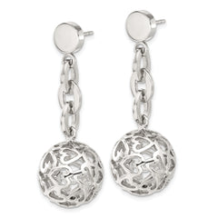 Stainless Steel Heart Cutout Dangle Earrings with Polished Finish Gift Ready