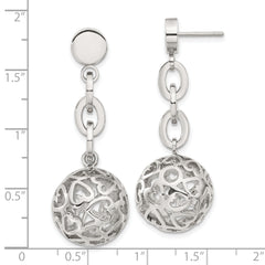 Stainless Steel Heart Cutout Dangle Earrings with Polished Finish Gift Ready