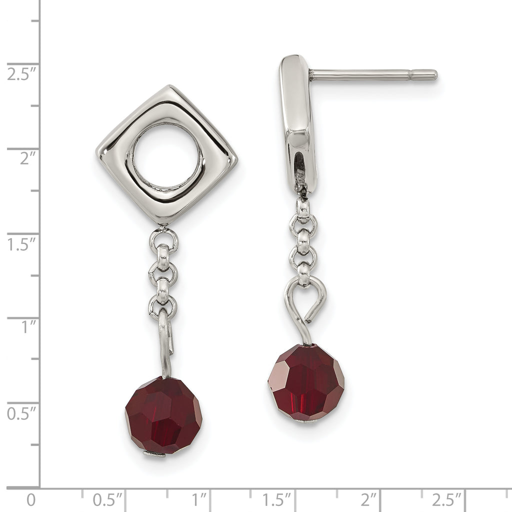 Sophia Jewelers Polished Stainless Steel Crystal Dangle Earrings
