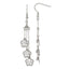 Stainless Steel w/ CZ Flower Dangle Earrings