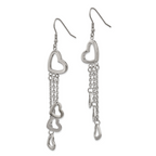 Polished Hearts Dangle Earrings in Stainless Steel