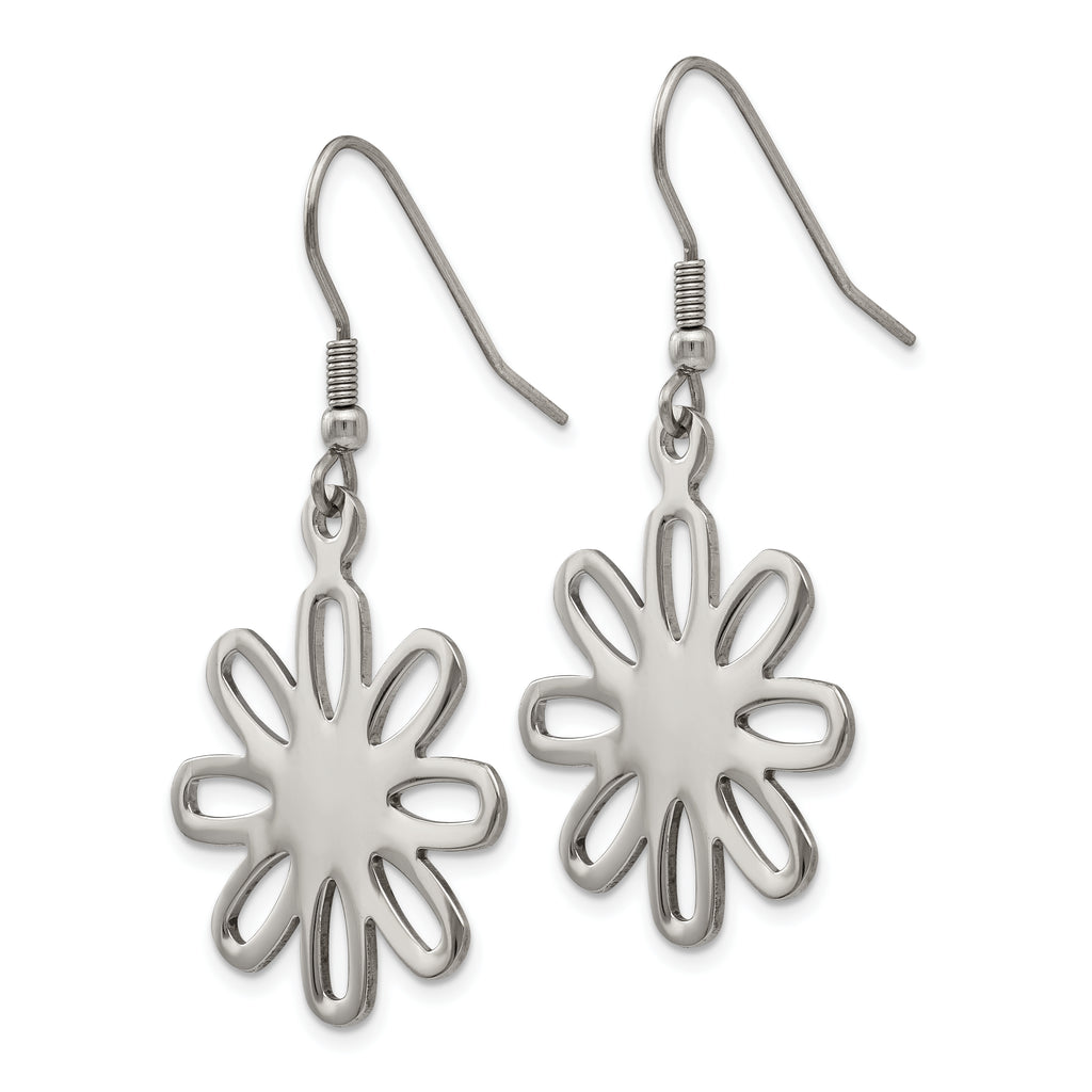 Flower Dangle Drop Earrings in Stainless Steel