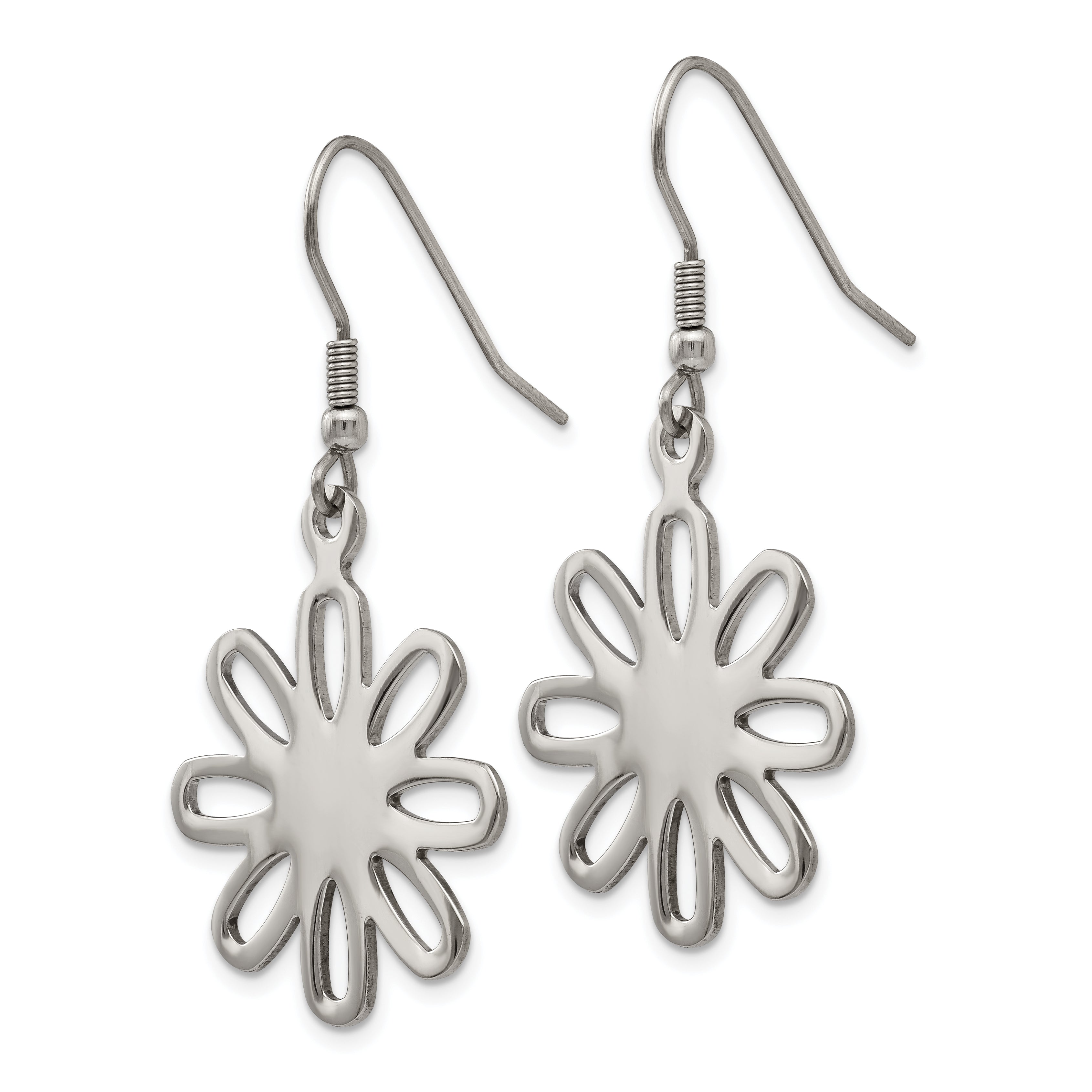 Flower Dangle Drop Earrings in Stainless Steel