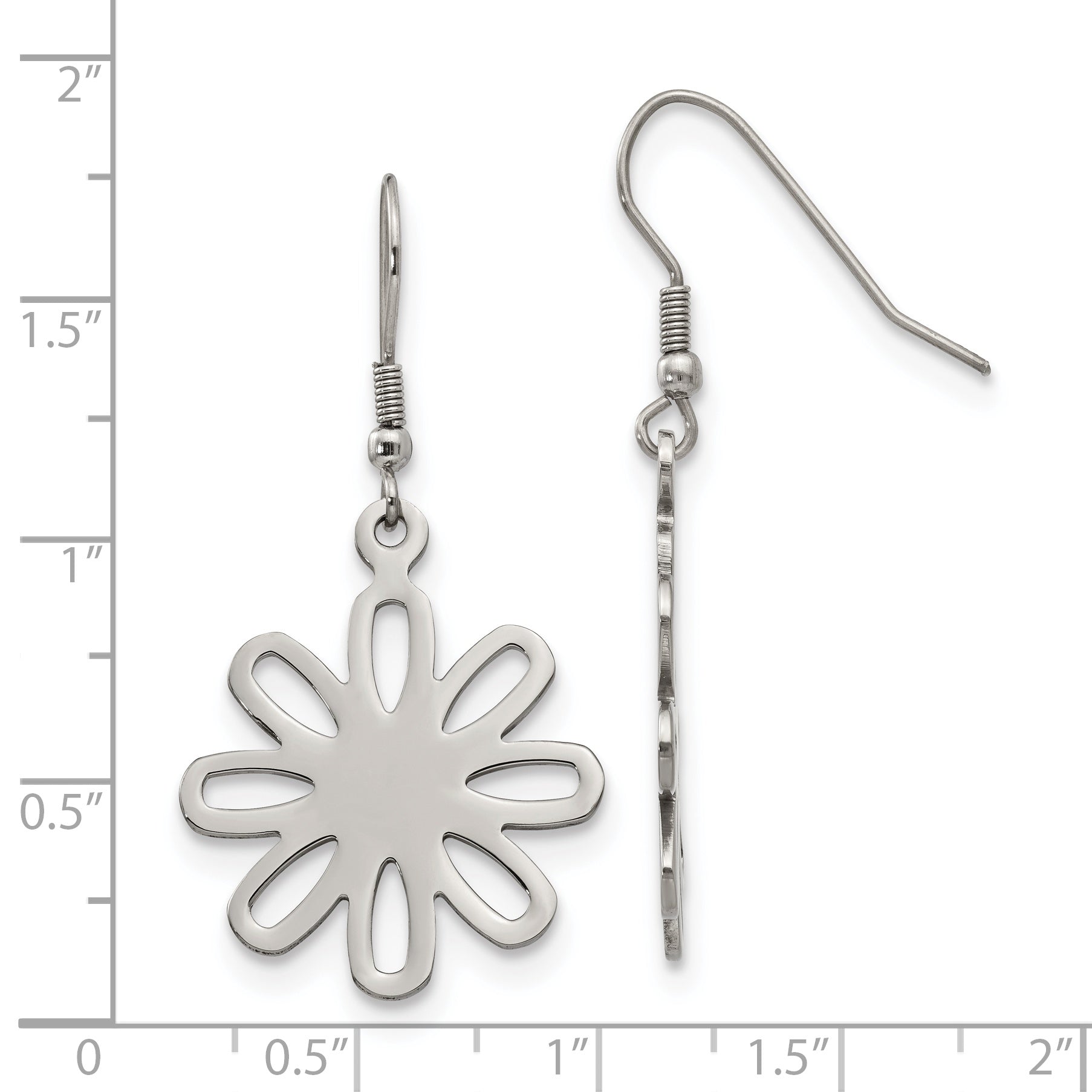 Flower Dangle Drop Earrings in Stainless Steel