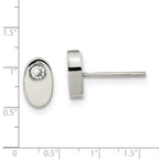 Sophia Jewelers Stainless Steel Unisex CZ Polished Oval Earrings Gift Ready