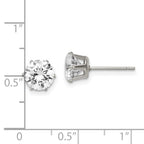 Round CZ Stud Earrings in Stainless Steel, 7mm