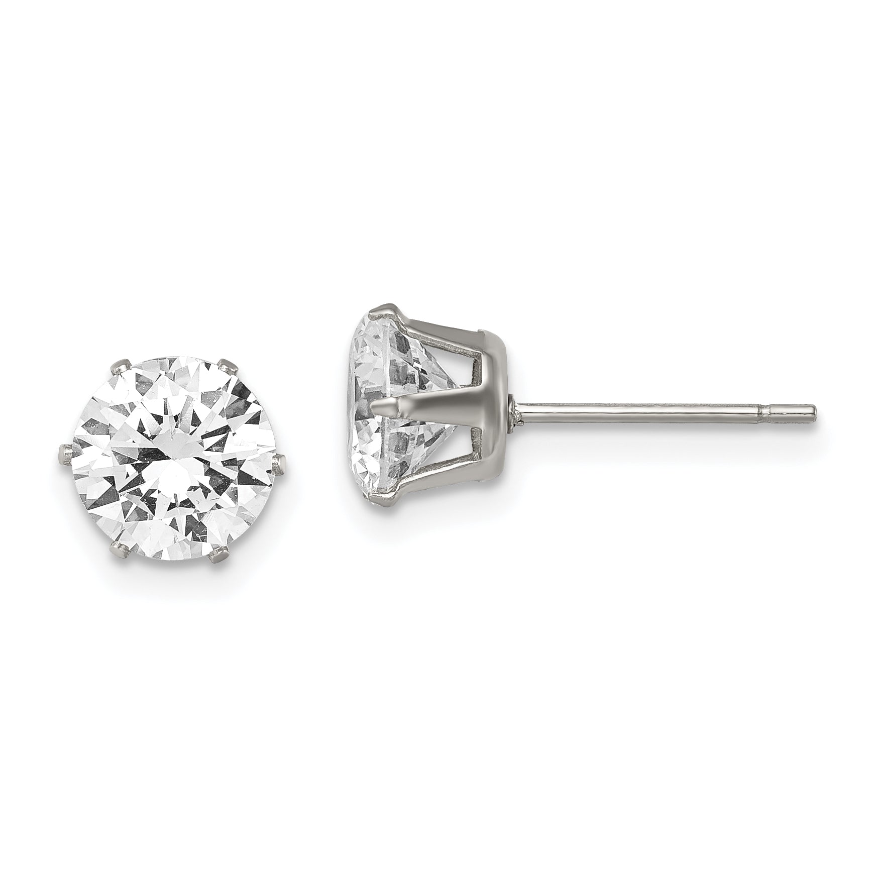 Chisel Stainless Steel Polished 7mm Round CZ Stud Post Earrings Main image