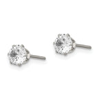 Round CZ Stud Earrings in Stainless Steel, 5mm