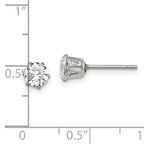 Round CZ Stud Earrings in Stainless Steel, 5mm