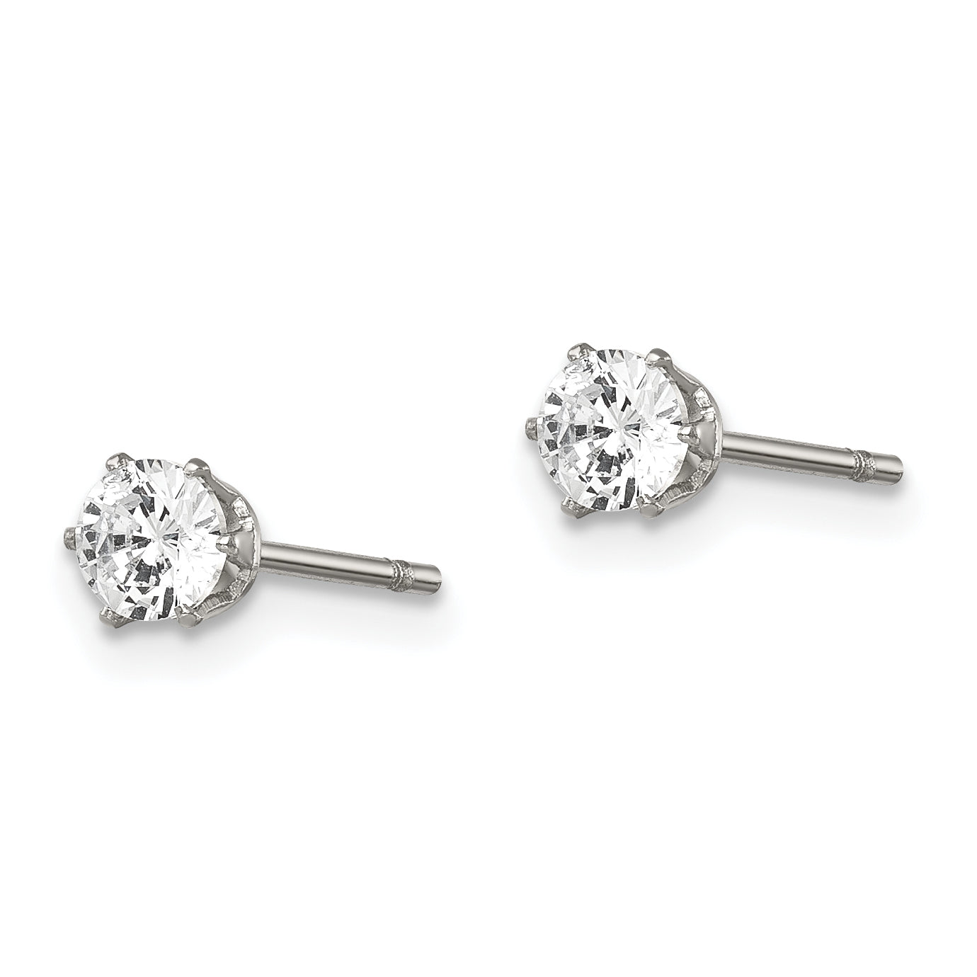 Sophia Jewelers Unisex Stainless Steel CZ Stud Earrings Polished Gift Ready Secondary image