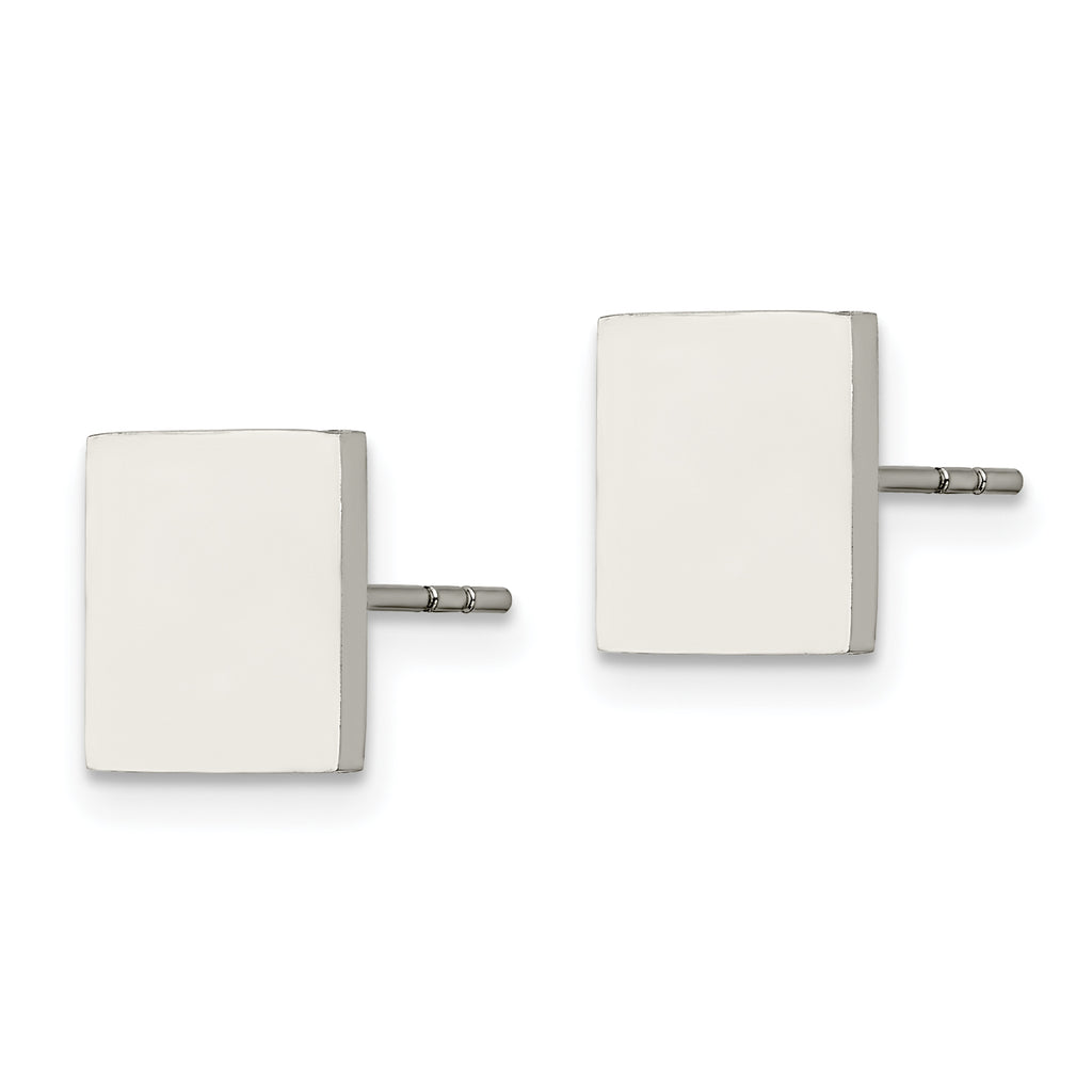 Polished Square Stud Earrings in Stainless Steel