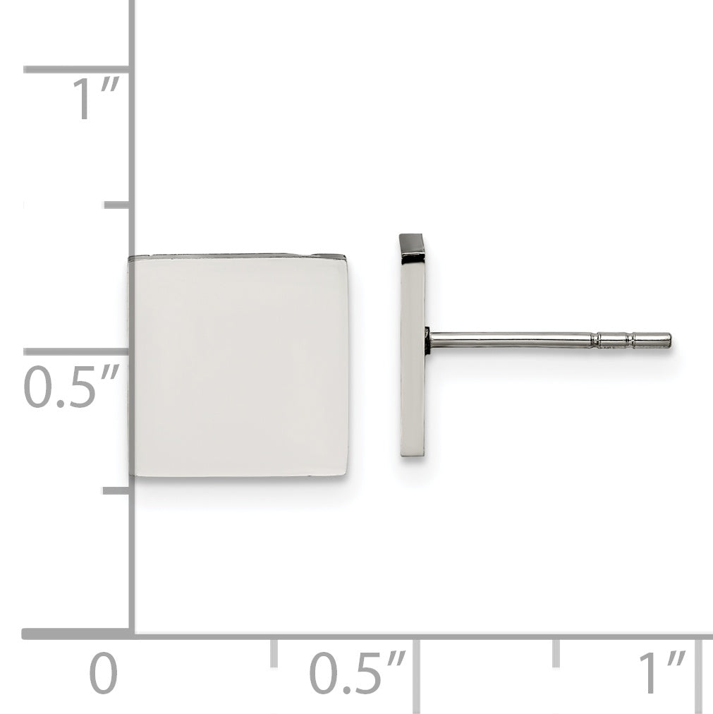 Polished Square Stud Earrings in Stainless Steel