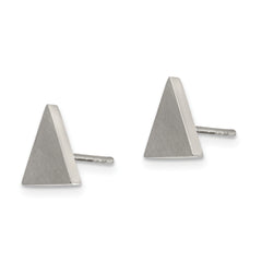 Unisex Stainless Steel Brushed Triangle Post Earrings with Gift Pouch