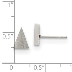 Unisex Stainless Steel Brushed Triangle Post Earrings with Gift Pouch