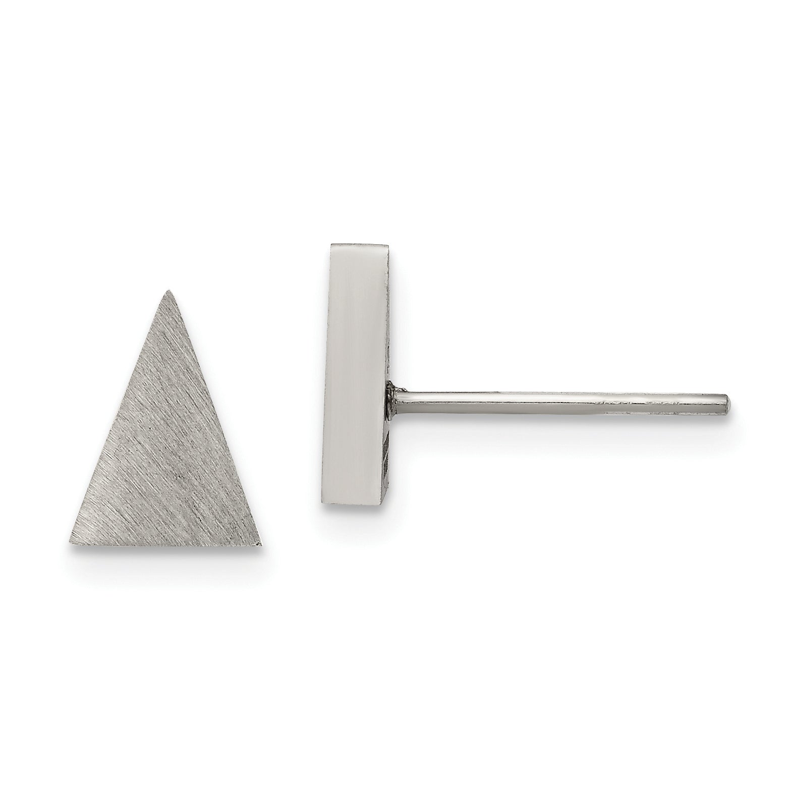 Chisel Stainless Steel Brushed Triangle Post Earrings